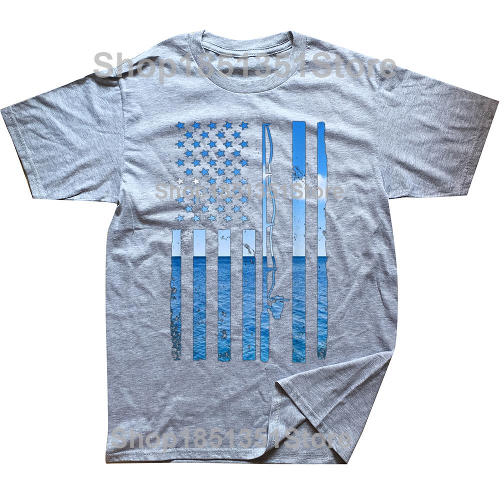 Funny American Flag Fish Fisher Fisherman Graphic Tshirt Fashion Casual Oversized Fishing Lover Tshirts Mens Cotton T Shirt