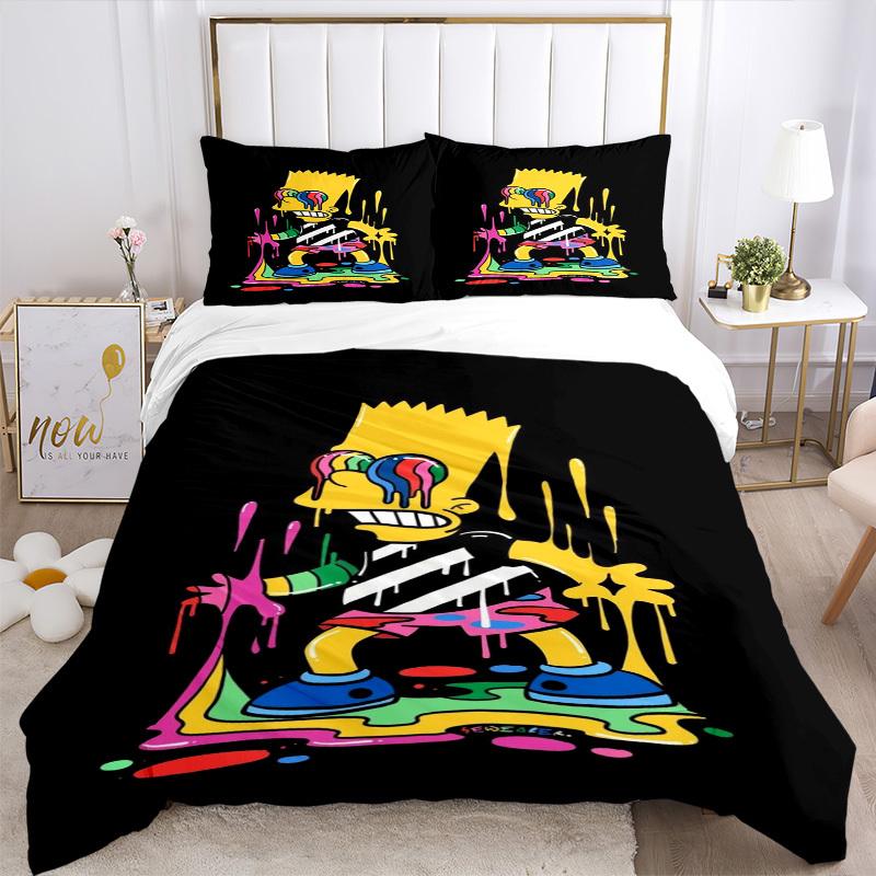 Set Biancheria da Letto Bart Simpson Graffiti Copripiumino Regalo per Camera da Letto, Include 1 Copripiumino e 2 Federe, Senza ImbottituraB580