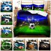 Voetbal Dekbedovertrek Set Sport Blauwe Vlam 3D Geprint Voetbal Dekbedovertrek Set voor Kinderen Jongens Zacht Microfiber QueenKing Maat