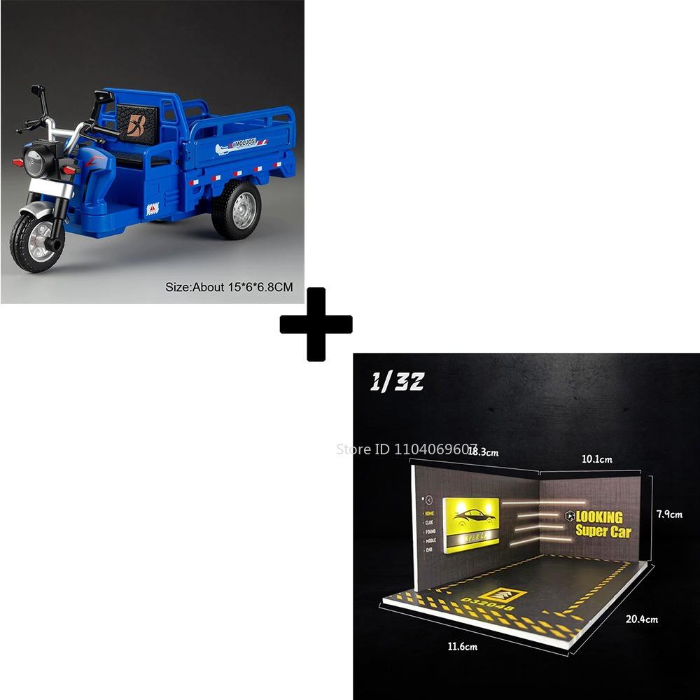 1:15 Alloy Tricycle Miniature Model Toys Metal Diecast Sound Light Pull Back Front Wheel Steering Ornament Models For Kids Gifts