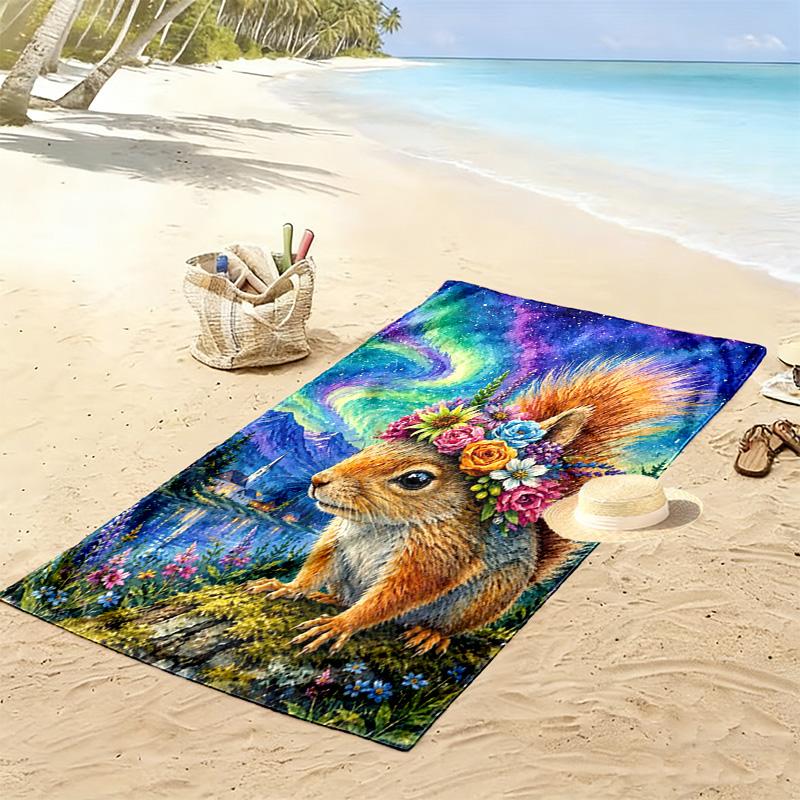 Animal Painting Print Beach Towel, Large Soft Quick Dry Towel for Beach Camping Swimming