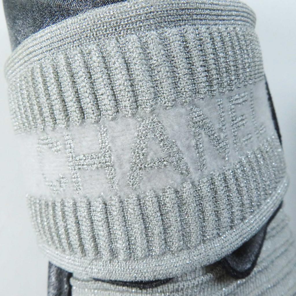 Very Good CHANEL Sneakers COCO Mark Logo Knit Sneakers/socks Gray Women 37.5 Used