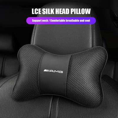 1pc Car Seat Headrest Ice Silk Breathable Soft Pillow Neck Support For Mercedes Benz A B C E G CLA W211 W203 W204 C260 E300L