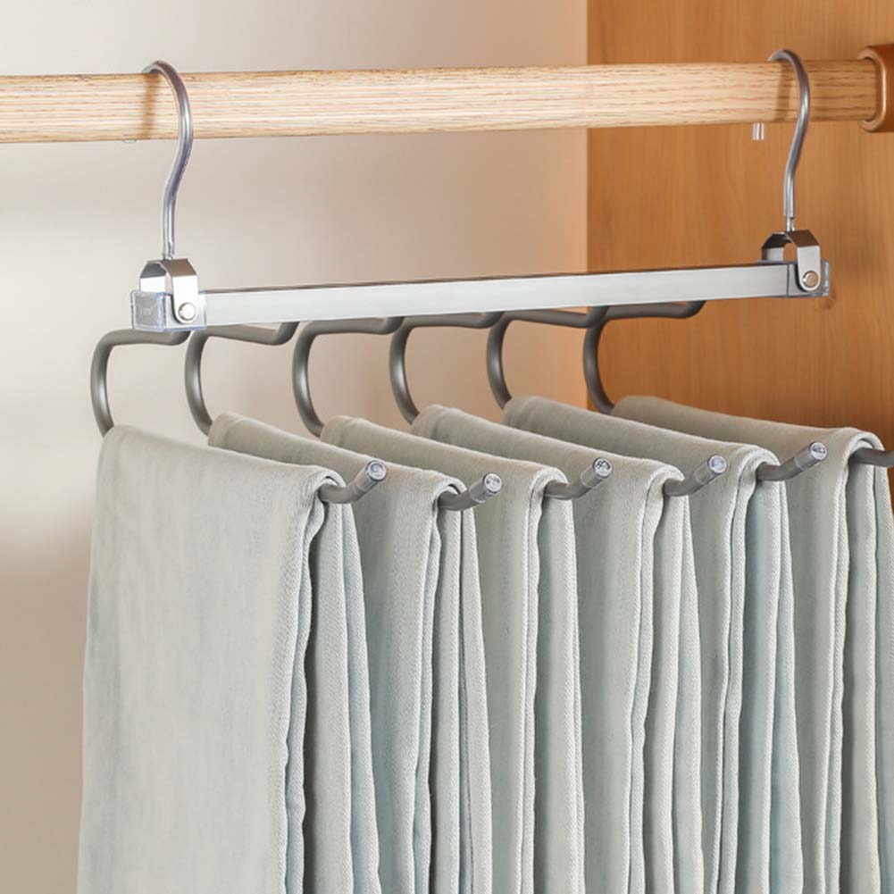 Space Saving Clothes Hanger Racks 6 in 1 Drying Clothes Rack Folding Pant Rack Bedroom Wardrobe Coat Organizer Hangers Storage