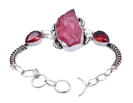 Ruby Red Garnet Gemstone Handmade Bracelet Jewelry BR 196