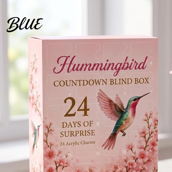 Hummingbird Advent Calendar Ornaments 2D 24 Days Christmas Calendar Cherry Blossom Countdown with Acrylic Hanging