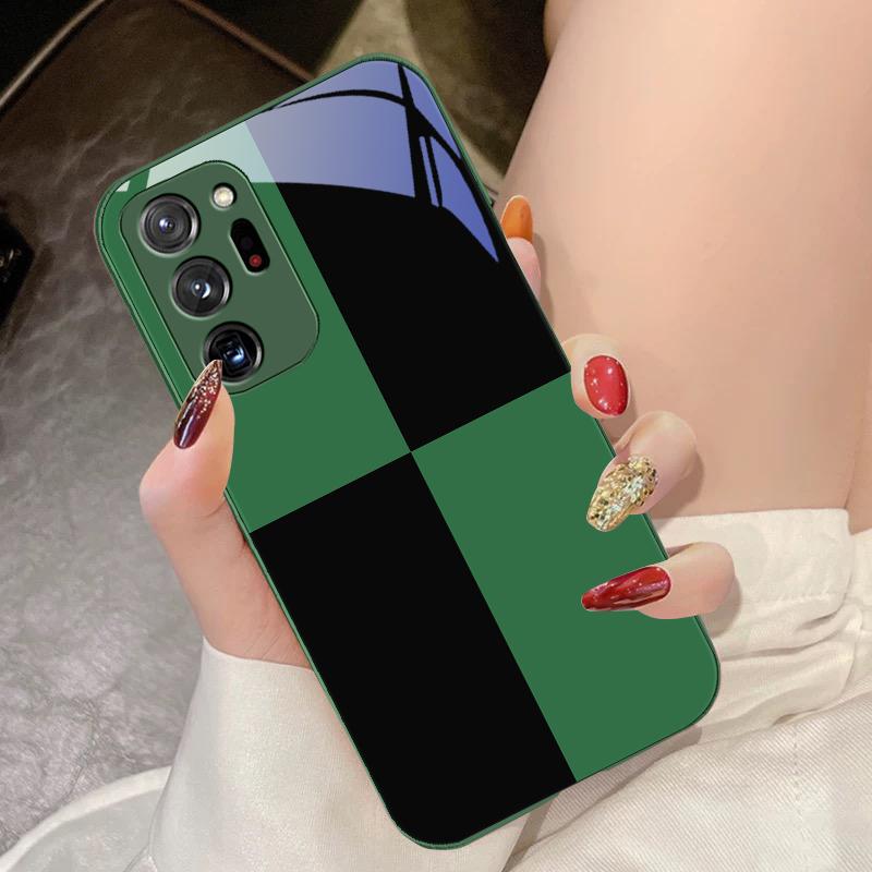 Black And White Grid For Samsung Galaxy Note 8 9 10 PRO 20 Ultra A01 02 03 Core 04E 4G 12 13 5G Tempering Glass Phone Case