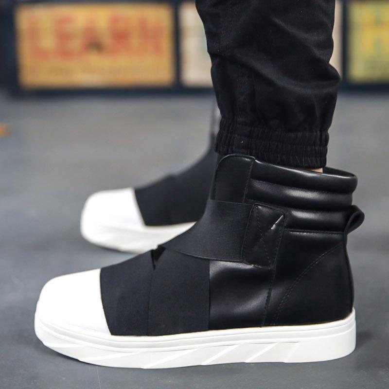 British Style Red Ankle Boots Men Autumn and Winter High-top Men's Leather Shoes Street Skateboard Sneakers Men Hip Hop Shoes