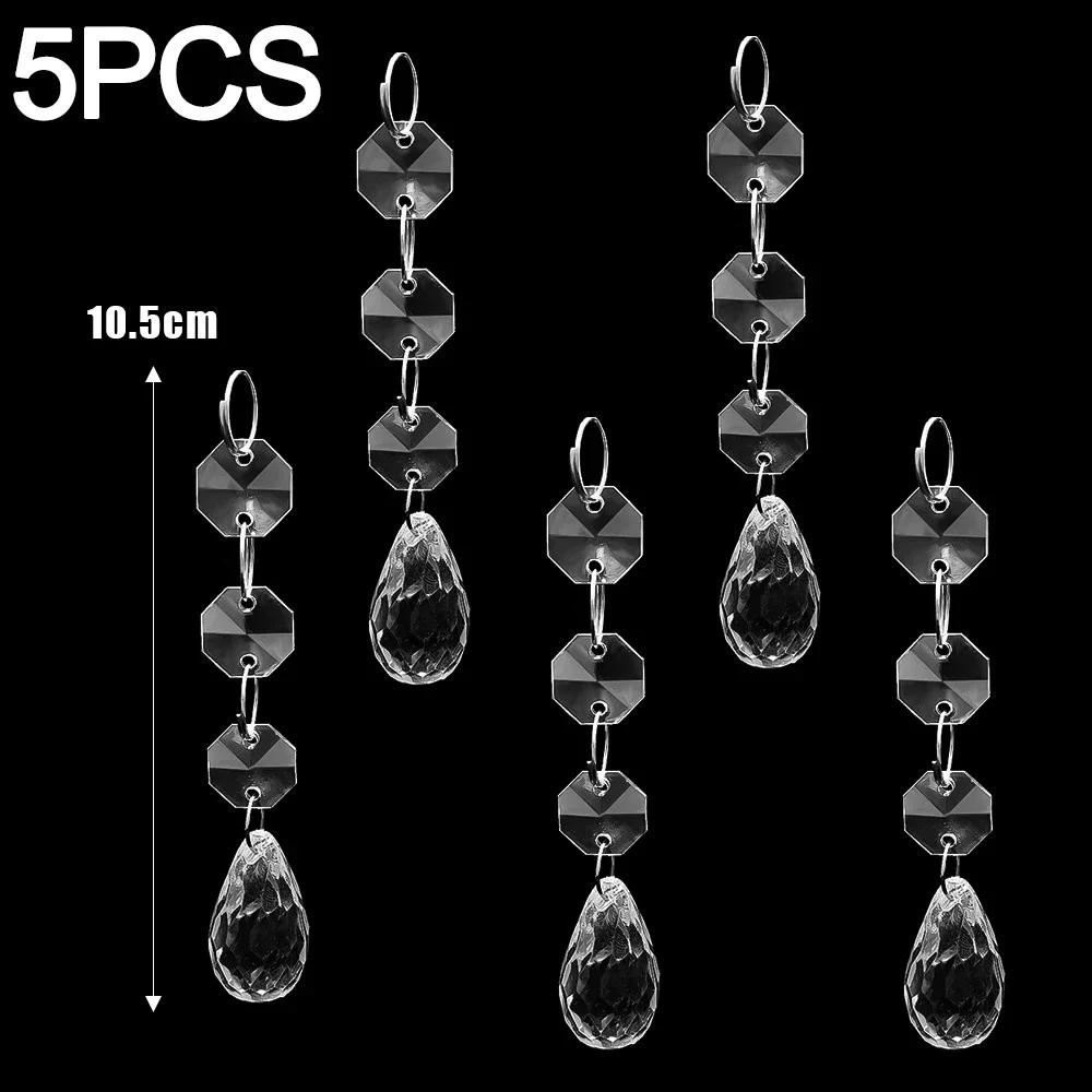 36-5PCS Clear Crystal Snowflake Icicle Ornament Acrylic Xmas Tree Hanging Pendant Holiday New Year Home Party Hanging Decoration