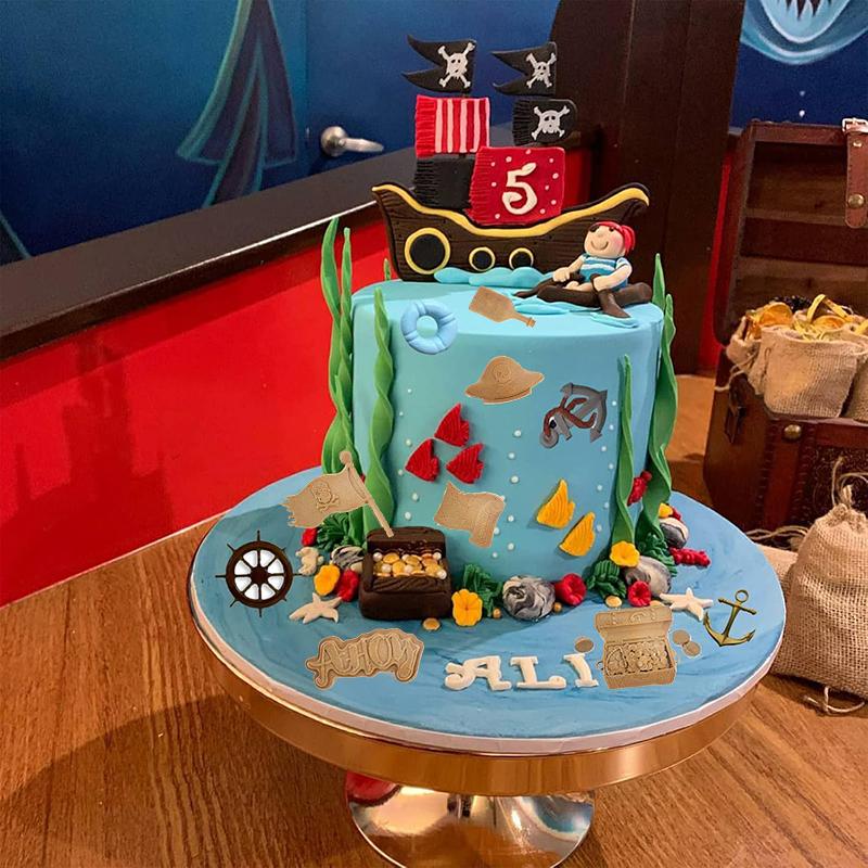 Skull Pirate Ship Silicone Mold DIY Chocolate Fondant Cake Mould Kids Birthday Party Cake Decorating Tool DIY Baking Accessories