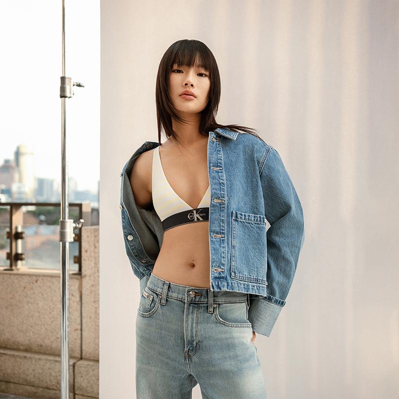Calvin Klein Trendy Rolled Cuff Cotton Denim Jacket Women Jackets Light-Blue 44B742G