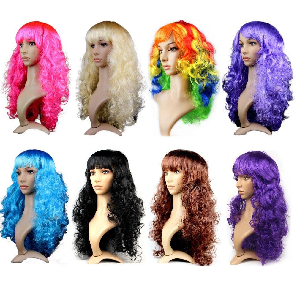 Dress Up Carnival Long Wig Funny Lady Colored Wig Cosplay Party Curly Hair Birthday Party