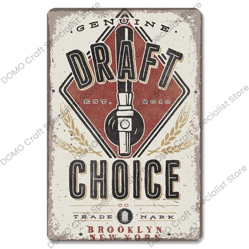 Vintage Beer Metal Sign, New Year Pub Decor Plaque