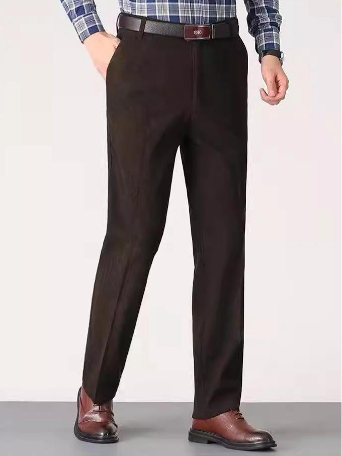 Men's Corduroy Pants: Autumn/Winter Straight-Leg Casual Pants for Middle-Aged Dads and Seniors.