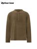 Unisex Retro Wool Henley Long Sleeve T-Shirt - Loose Fit Autumn Base Layer