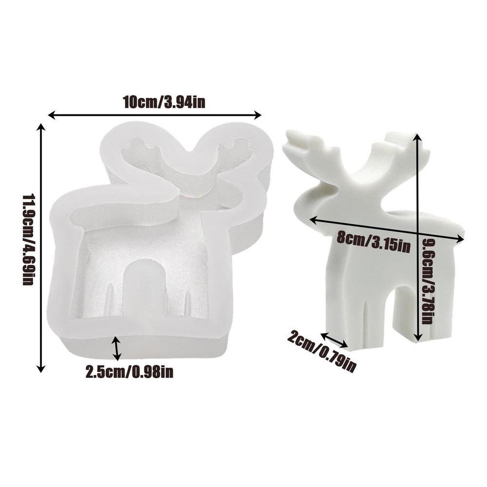 Christmas Gingerbread Tree Silicone Candle Mold Xmas Ornament Making Soap Plaster Resin Deer Casting Molds Home Decor Craft Gift