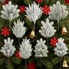 Flocking Snowflake Artificial Pine Branches White Plastic Simulation Ceder Branches DIY Wreath Photo Props Christmas Pine Stem