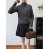 Autumn and Winter New Semi-turtleneck Fake Two-piece Sequined Knitted Sweater Top Slim and Thin Sweater Pullover Inside Women
