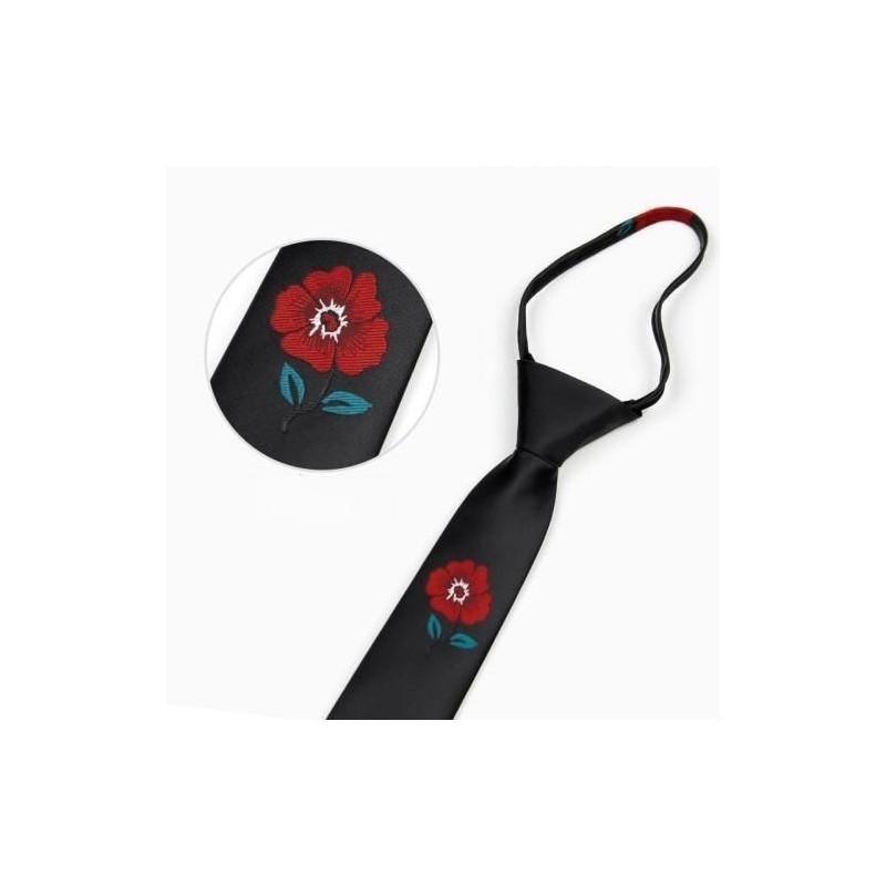 Tiger Head Embroidered Neck Tie For Kids With Striped Wool Material For School Or Casual Wear