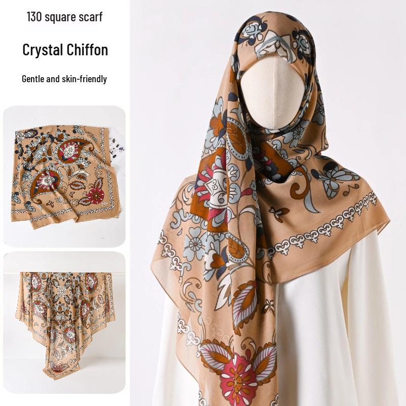 Damenmode 130x130 Seidenähnlicher Gaze Quadratischer Schal Stola - High-End, Leichtgewicht, Langer Schal