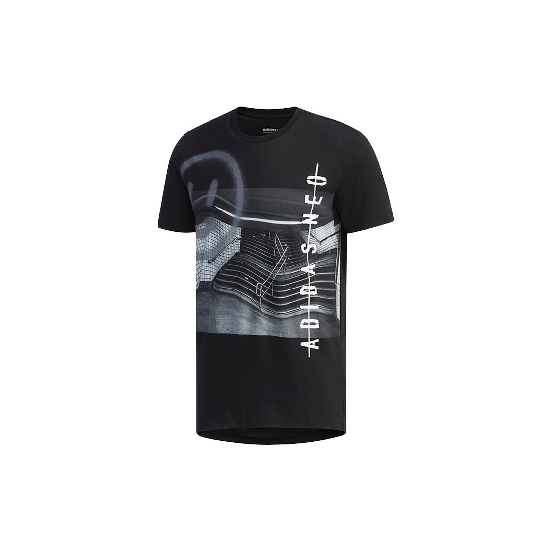 adidas neo M Fav Art Grf T Casual Sports Breathable Short Sleeve Black Men s EI4517 XL