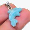 Natural Larimar Gemstone Handmade 925 Sterling Silver Jewelry Pendant 0.79" y4L02