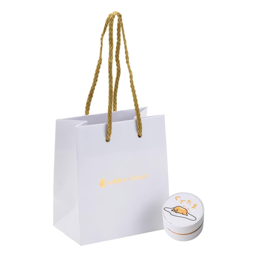 Gudetama Necklace Pendant Sanrio Egg Boiled Egg Silver 925 Surgical Stainless Steel 316L Yellow Gold 40cm [White Clover] Women's SAGU-N052YG