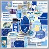 Original Blue Hand-Drawn INS Style Stickers, 50 Sheets - Journal Deco Card & Notebook Resin Stickers