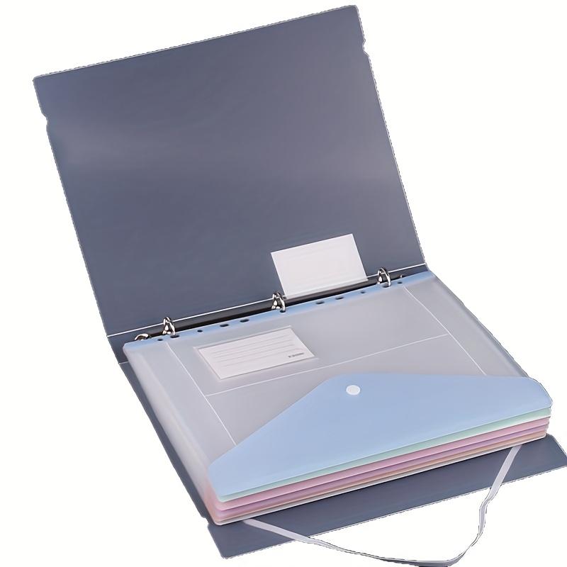 6pcs Expandable Binder Pockets - 11 Holes for 2/3/4 Ring Binders, Side-Opening Plastic Folders with Snap Button