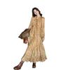 French retro fungus edge floral dress women's spring and autumn new Korean version temperament thin age-reducing dress