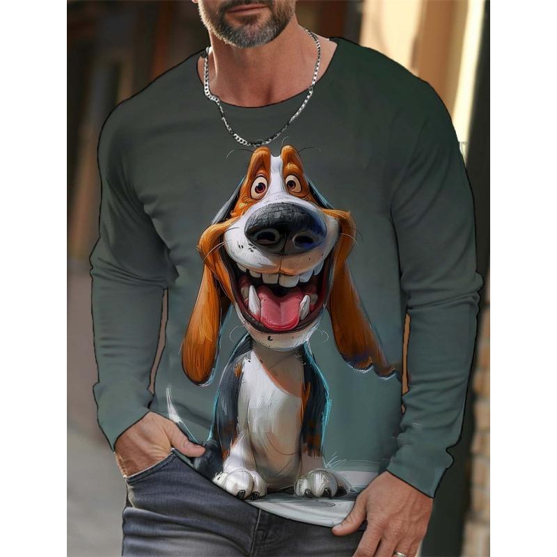 Fashion Animal Tiger Wolf Pattern 3D Printed Men's T-shirt Autumn New Men's Long Sleeves T-Shirt Casual Oversized Pullover  Tops