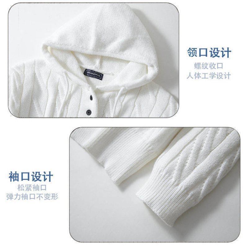 Lässiger einfacher Pullover Herren einfarbig vielseitig Kapuzenstrick-Basisshirt Top
