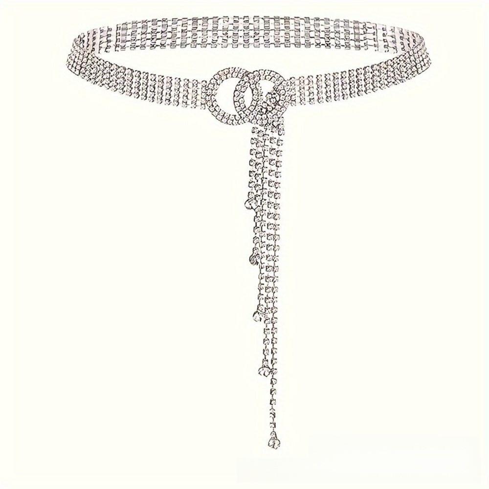 Gold Silver Color Crystal Waist Belt O-Ring Full Diamond Belt  Party Body Jewelry