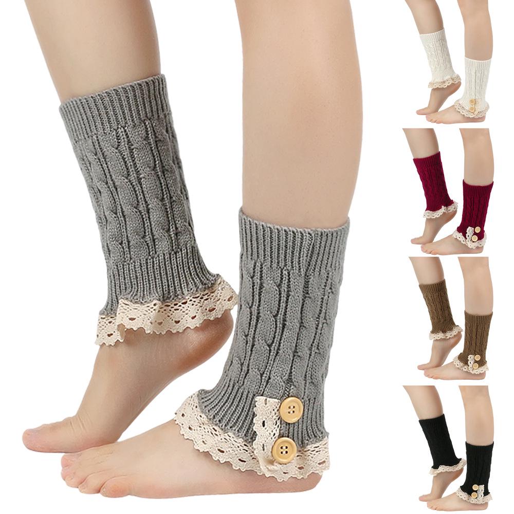 Korean Lace Trim Cable Knit Leg Warmers - Autumn & Winter Versatile Boot Covers