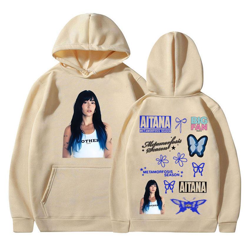 Aitana Metamorfosis Temporada Tour Ropa Merchandising Sudadera con Capucha Unisex Alta Calidad Sudadera Oversize Moda Vintage Sudadera con Capucha de Forro Polar