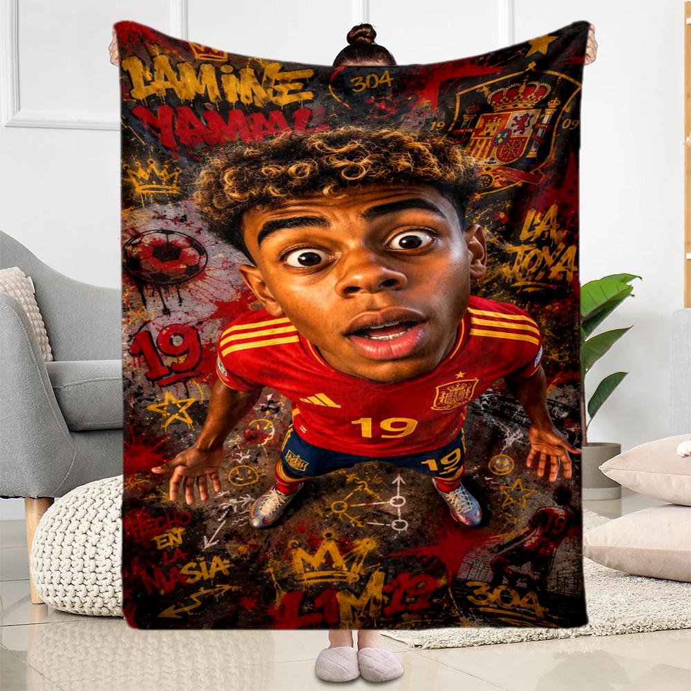 Lamine Yamal Fußballlegende Decke Weich & Gemütlich Groß für Sofa Wohnzimmer Büro für Alle Jahreszeiten Warme Dekoration Geburtstag Weihnachten Geschenk Decke