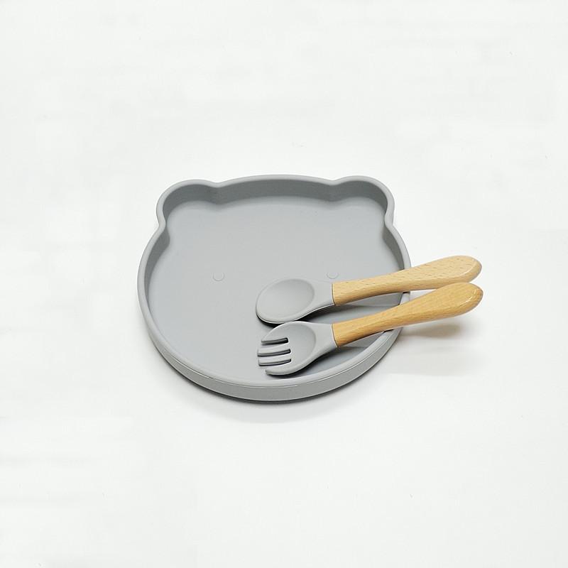 Non-Toxic Children'S Silicone Suction Cup Dinner Plate Bear Complementary Food Dinner Plate Food Grade Baby Learn To Eat Training Tablewar