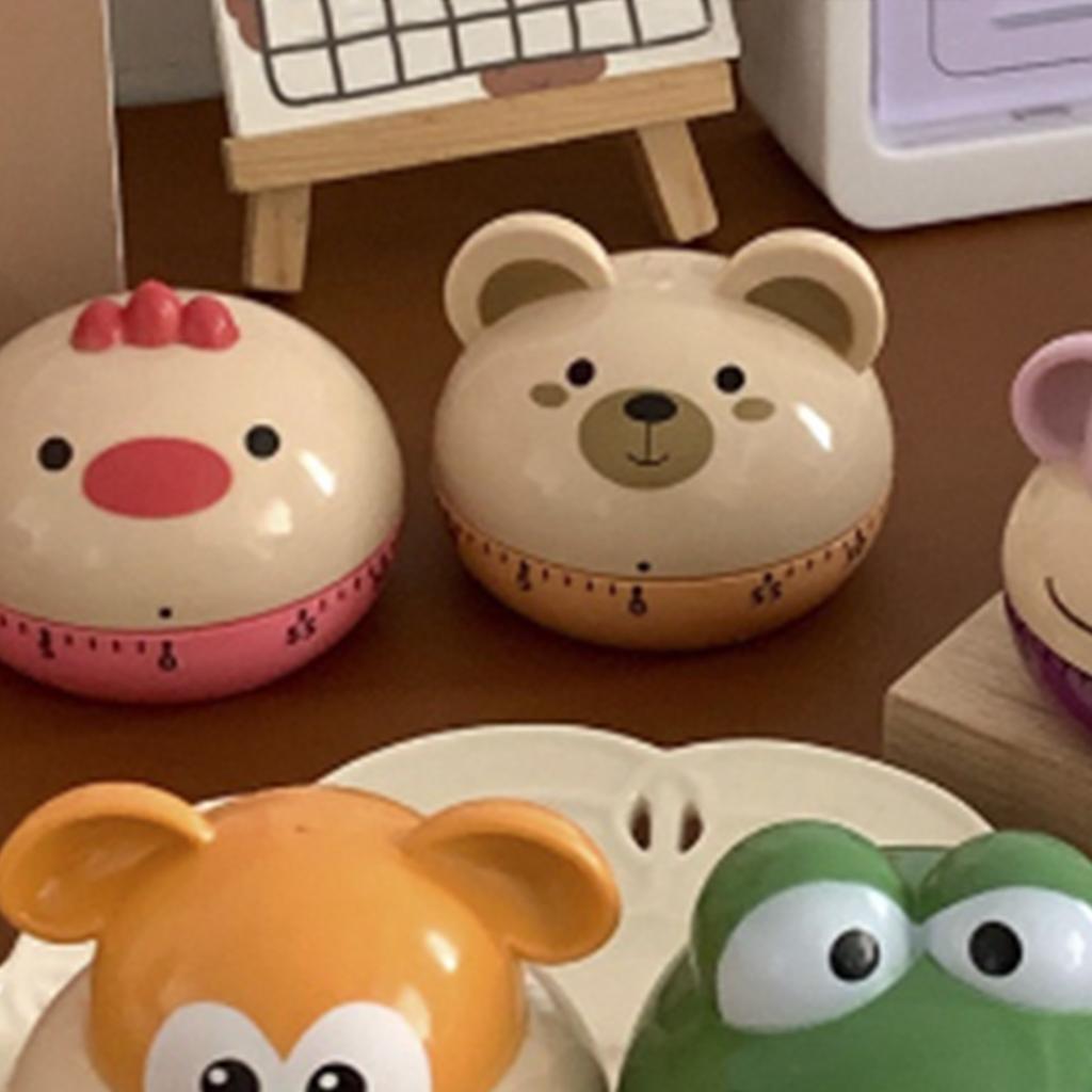Mechanical Kitchen Timers Cartoon Animal Shape Accurate 60 Minutes Manual Timer for Students Little