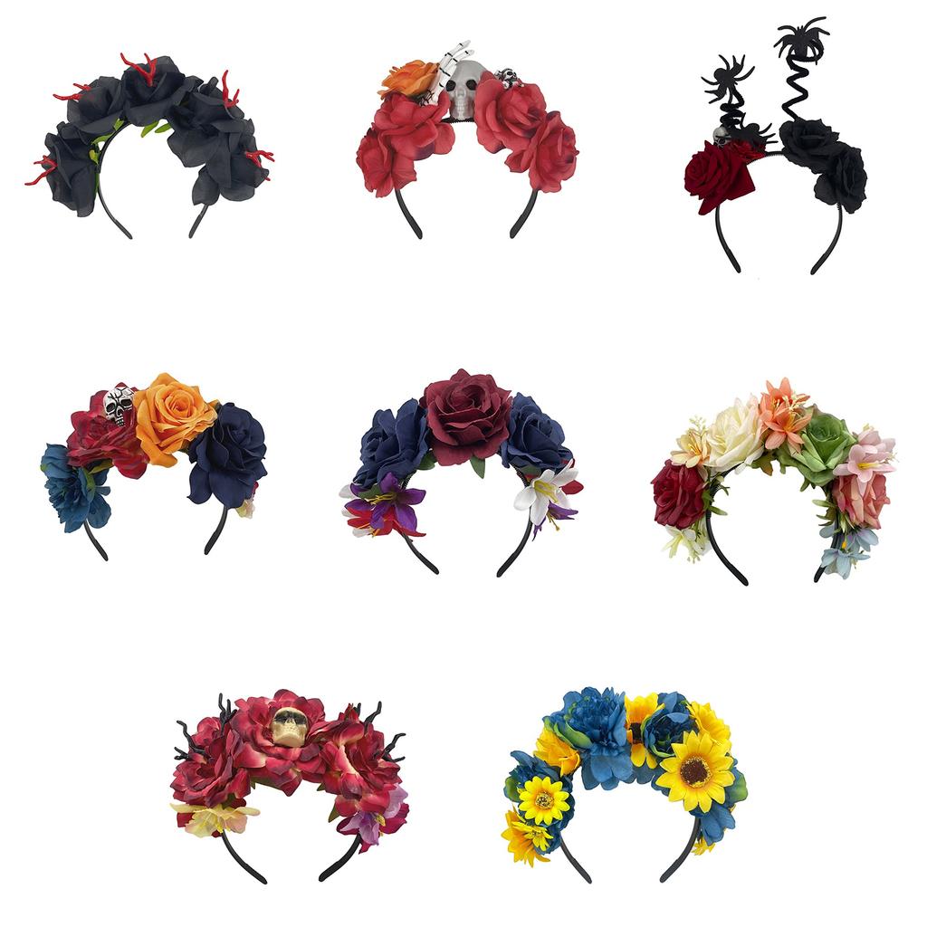 Elegant Simulated Flower Shape Headbands Skull Hair Hoop Headbands for Women Girls Wedding Party Supplies