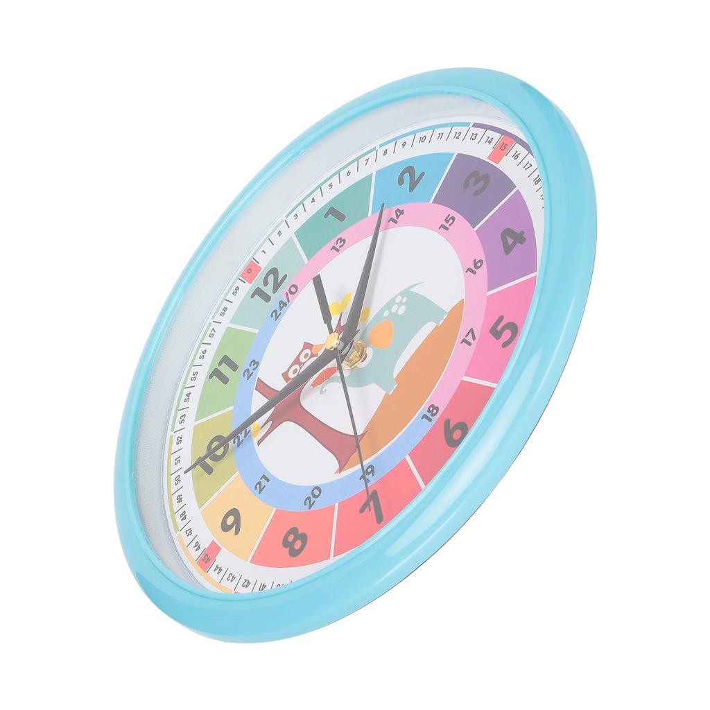 Wall Clock Plastic Cartoon Colorful Quartz Time Learning Hanging Clock for Kid"s Bedroom