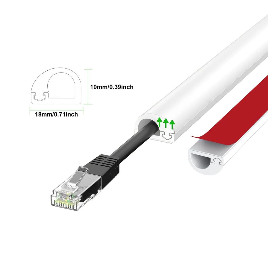 1M PVC Flexible Kabelkanal, Selbstklebende Wand-Kabelabdeckung, Verlängerungskabel-Verstecker, Drahtverstecker und Schutz-Management