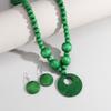 Trendiges handgefertigtes Holzperlen-Halsketten- und Ohrring-Schmuckset - Damen-Accessoires