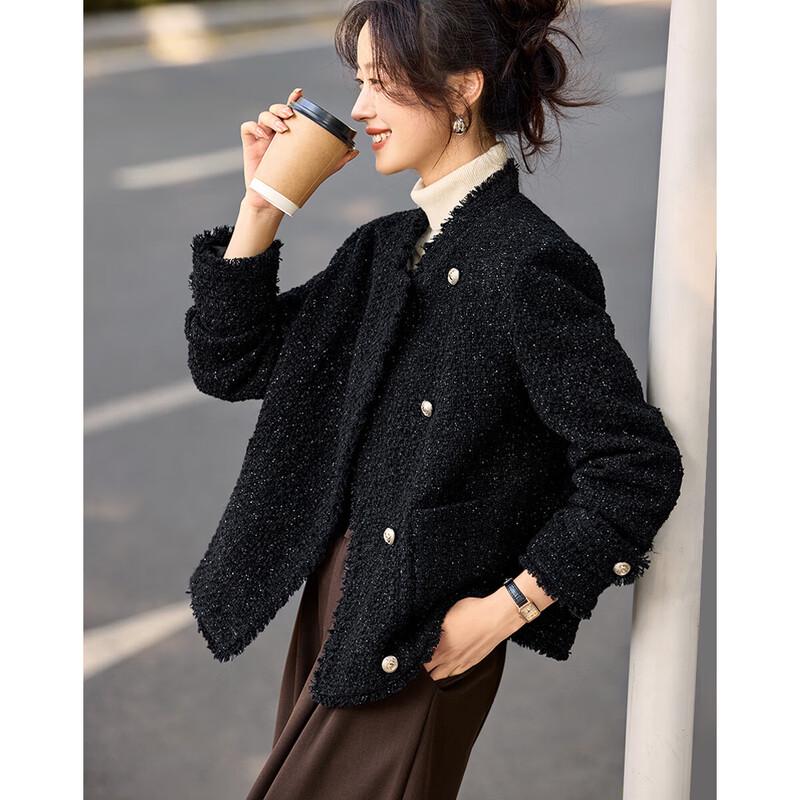 

Mohanyimei Elegant Tweed Lapel Jacket S