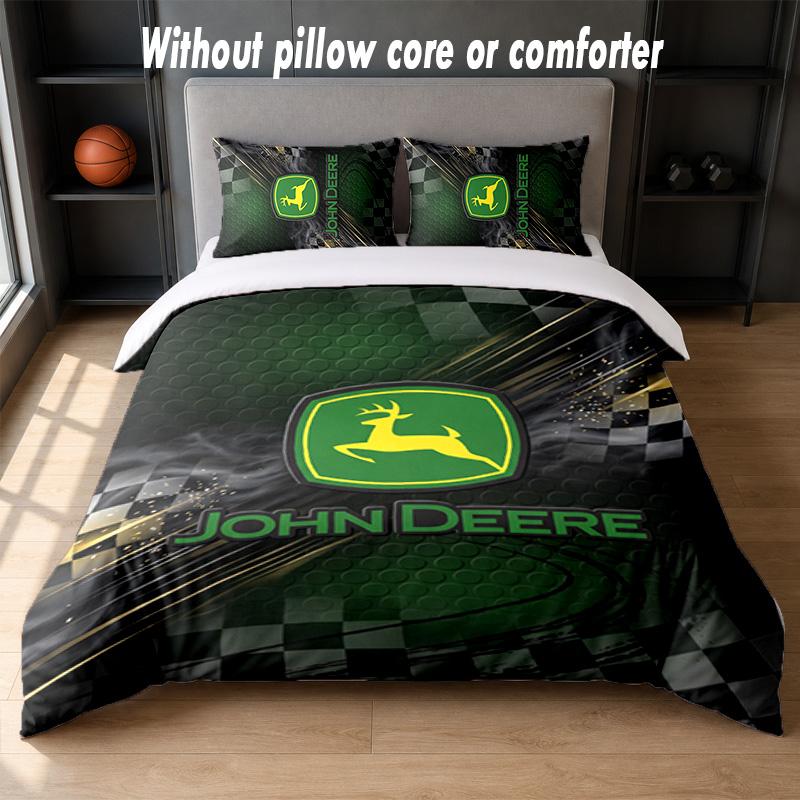 John Deere Design Bed Bedding Set 1 Duvet Cover + 2 Pillowcases Soft Breathable Household Bed Linens