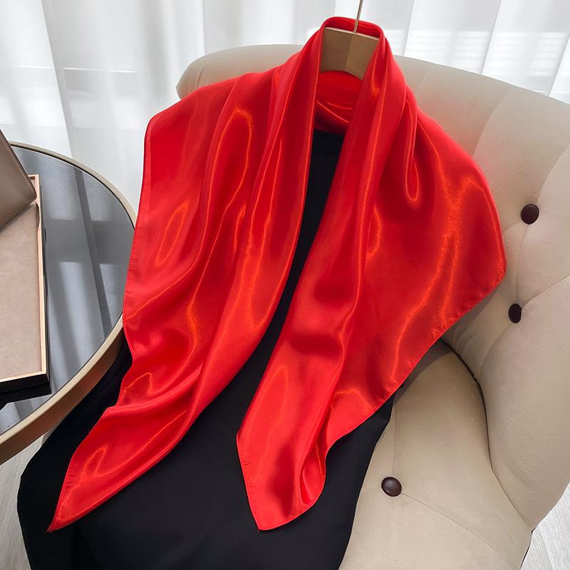 Solid Color Fashion Elegent Shawl Square Scarf For Women Summer Sun Protection Hijab Neckerchief Female Wraps Bandana