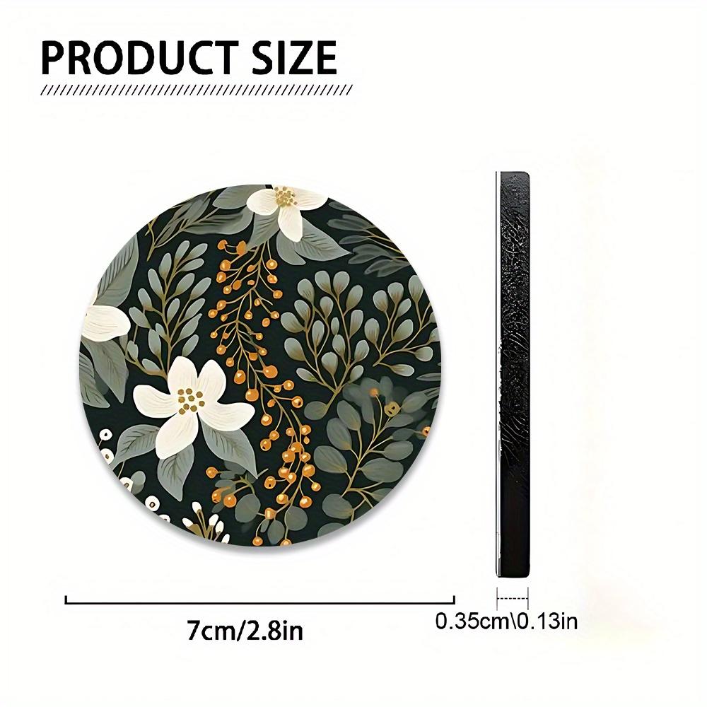Set of 2 Absorbent Rubber Coasters with a Easy Flower Design for Car Cup Holders - Chic Interior Car Additions