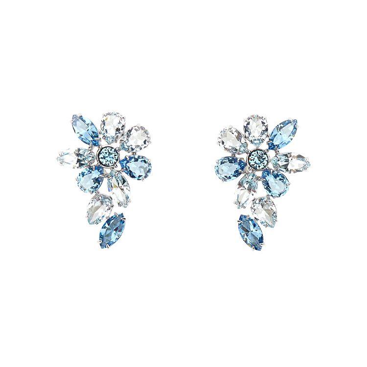 Swarovski Gema Inlaid Design Crystal Rhodium Plated Earrings Women earrings Blue 5666016BLURHS Box (Random Color)