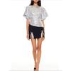 Foreign Trade Order F * 21 L.G.S.P Style Silver Sequined Batwing Sleeve Waist Hugging Irregular Temperament Top