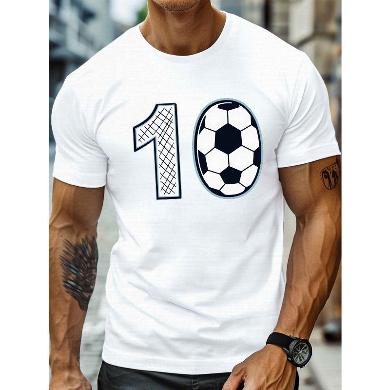 

European sizes Men S Football T-Shirt - Fan Apparel, Round-Neck Short-Sleeve Casual Shirt, Suitable for Sports Events 4XL білий