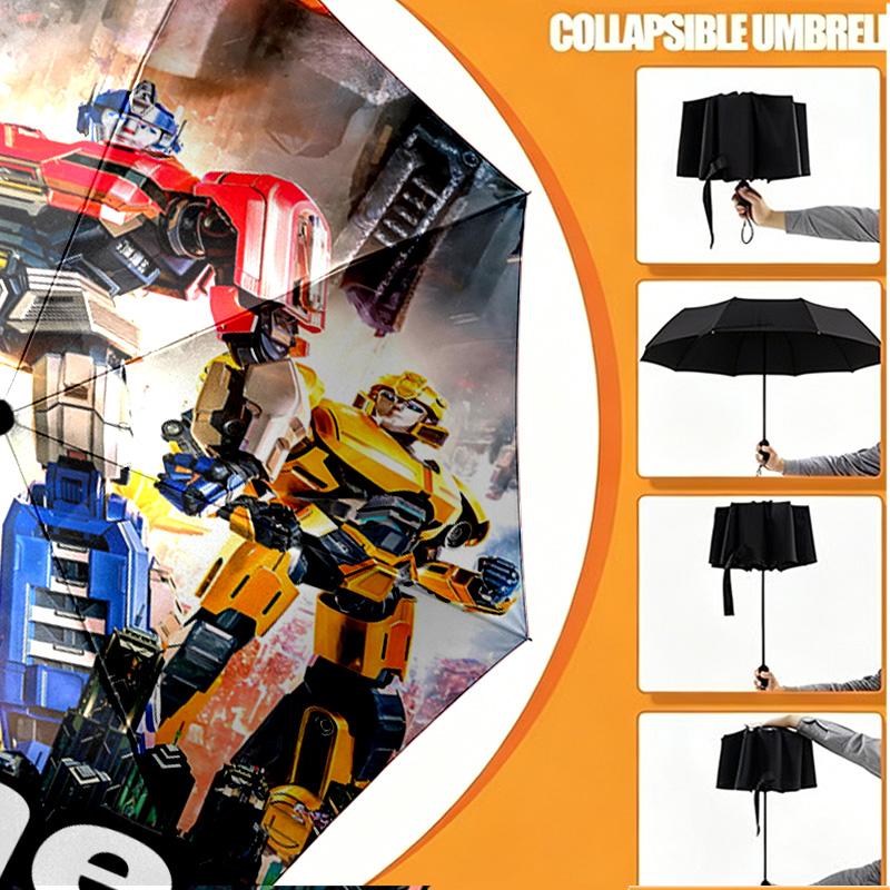 Custom Name Personalized Transformers Print Umbrella, Auto Open Close, 8‑Rib Sturdy Frame, Commute Camping Hiking Use, Birthday Gift